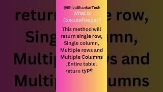 What is Execute Reader Method in ADO.NET? @ShivaShankarTech #csharp #developers  #dotnet