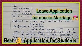 marriage leave application|Write an application for marriage leave in English|one week marriage