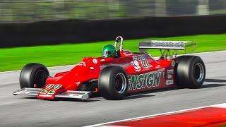 23 Formula 1 Cars from the Golden Cosworth F1 DFV V8 Era singing at Mugello Circuit!