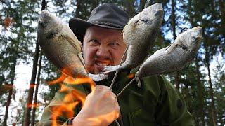 Forest fish deep-fried in the wilderness - ASMR Outdoorcooking