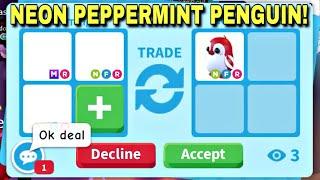 OMG! I OFFERED FOR THE CUTE NEON PEPPERMINT PENGUIN! DID I OVERPAY? ADOPT ME TRADING #adoptme