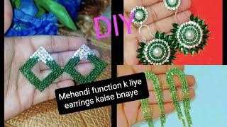 DIY earrings |Mehandi function k liye earrings kaise bnaye #trending #viralvideo #crafterharim #diy