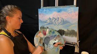 Oil Painting Tutorial #5 "Four Peaks" by Kaylee Rakowski - a winter desert scene ️