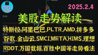 2月5日，美股即时走势解读，特斯拉、阿里巴巴、PLTR、AMD、拼多多、谷歌，金山云、SMCI、META、HIMS、理想汽车、RDDT、万国数据、百胜中国等走势看法 ️️  #美股走势  #中概股