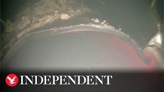 Underwater footage shows damage to Nord Stream pipeline