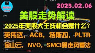 2月7日，2025年美股大主线机会是什么？英伟达、ACB、特斯拉、PLTR、金山云、NVO、SMCI等走势看法️️ #美股推荐2025 #英伟达股票 #特斯拉股票 #美股投资 #美股大涨 #比特币