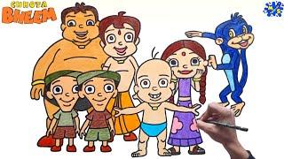 Chhota Bheem Drawing || How to Draw Chhota Bheem All Characters Easy Step by Step