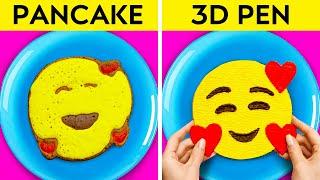 CRAZY 3D PEN VS PANCAKE ART CHALLENGE || Funny School Situation And DIY Ideas by 123 GO! Genius