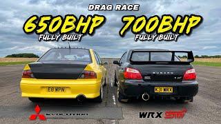 EVO vs STI.. 700HP SUBARU WRX STI vs 650HP MITSUBISHI EVO 8