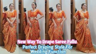 New Saree Pallu Draping | Best Style For Wedding Function | Kaveri Kotadia #sareedraping