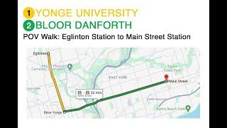 TTC POV Walk: Eglinton Station to Main Street Station via Bloor Yonge Station (4K 60FPS)
