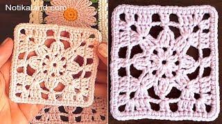 CROCHET EASY Crochet Granny Square  Lace Motif #4  for beginners