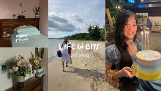 uni FINALS vlog small room revamp, bday ,  fun trip to the beach , shopee haul uboxing