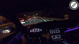 2021 Audi Q8 50 TDI S-Line Night Drive on Autobahn and City