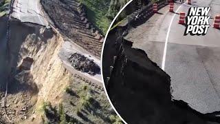 Crazy video show ‘catastrophic collapse’ of major road near Yellowstone