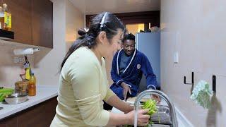 Chinese girl tries cooking black guy's country dish we getting married soon in china and she's learn