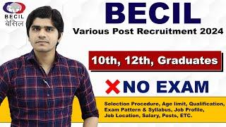BECIL Various Post Recruitment 2024 | No Exam | Junior Executive | Full Details | GOVT JOB