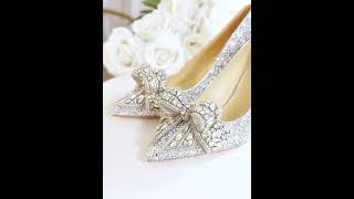 Bling Bling Silver Sequins Rhinestone Bow Wedding Shoes