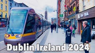 Crowded Street of Dublin City centre | 4k Walking tour of Dublin Ireland