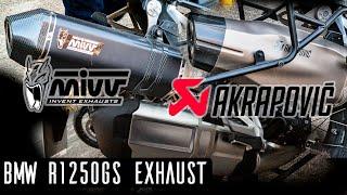 BMW R 1250 GS EXHAUST COMPARE AKRAPOVIC MIVV STOCK