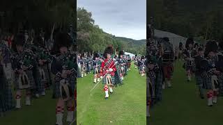#drummajor leads Ballater #pipeband #marchingband out of the 2024 Ballater #highlandgames #shorts