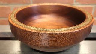 Woodturning - Sapele with Epoxy Resin and Brass Inlay