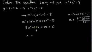 Simultaneous Equations - One Linear and one Non-Linear