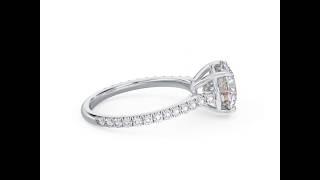 Platinum Round Brilliant Solitaire with Pavé Band Diamond Ring