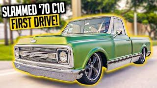 Bagged SBC C10 FIRST START UP & TEST DRIVE! - Slammed 1970 Chevy Truck Ep. 6