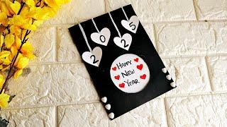 Easy & Beautiful White paper New year card making | Handmade Happy New Year card new year card 2025