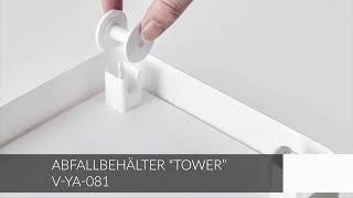 Yamazaki Home Abfallbehälter luftdicht Mülleimer Tower in weiß und schwarz