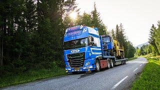 With the Daf through the beautiful Norwegian nature to load a heavy MAN