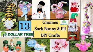 13 Easy Dollar Tree Gnome DIY High End Decor Crafts | No sew Sock Bunny Gnomes DIYs Dollar Tree