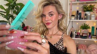 ASMR Jersey Hair Salon Roleplay  (hot gossip + long nail personal attention) 