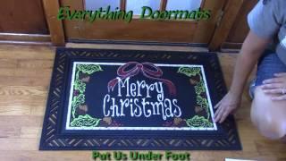 Merry Christmas Bow Insert Doormat - 18 x 30