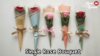 6 Type of Single Rose Bouquet || Buket Bunga Cuma Pakai 1/4 Cellophane Saja