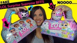 FAKE LOL Surprise Dolls SUPREME BFFs fake VS REAL opening GIANT UNICORN LOLs & Boy Series 6