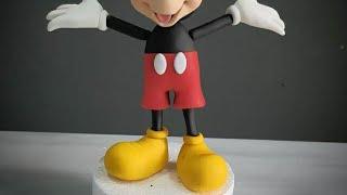 How to make Mickey mouse with fondant/ Sugar Art / mickey mouse with clay