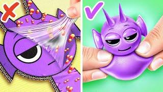 Cartón vs. Suave PURPLE SPRUNKI!  Retos DIY y Creaciones Asombrosas!