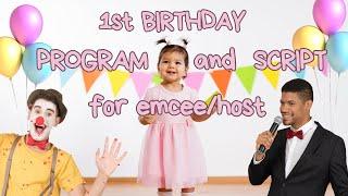 1ST BIRTHDAY PROGRAM AND SCRIPT FOR EMCEE