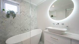 Real Life Reno Marble Mosaic Contemporary French Bathroom