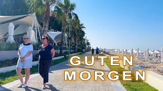 Guten Morgen aus Side Türkei. ALL HOTELS PROMENADE, Beach / Walking tour 4K TURKIYE #side #turkey