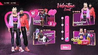 VALENTINE EVENT REWARD FF 2024 | FF NEW EVENT | FREE FIRE NEW EVENT | FREE FIRE TODAY NEW 5 FEBRUARY