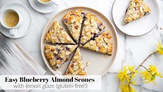 The BEST Blueberry Almond Scones with Lemon Glaze (Gluten Free)