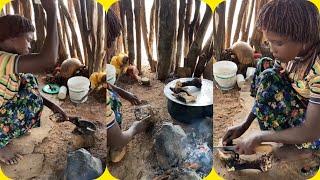 It's not easy to eat. Cow Leg #tribes #africa #ethiopia