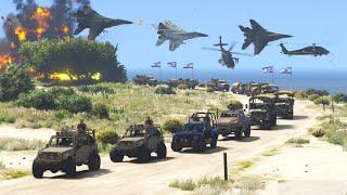 Israeli Military Weapons Convoy Badly Destroyed by Iranian Fighter Jets and Helicopters - GTA 5