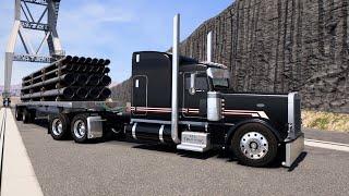 Custom Flatbed Hauling - (700hp CAT Power) - Peterbilt 389 - American Truck Simulator