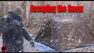 Winter Camping in the Snow With POWERFUL Winds - Hunkering Down for the Cold Blast