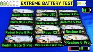 Redmi Note 9 Pro vs Realme 6 Pro vs Poco X3 vs Motorola One Fusion Plus | Battery Drain Test 