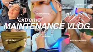 BEAUTY MAINTENANCE VLOG: self care routine, haircut, nails, laser treatment *new fall clothing haul*